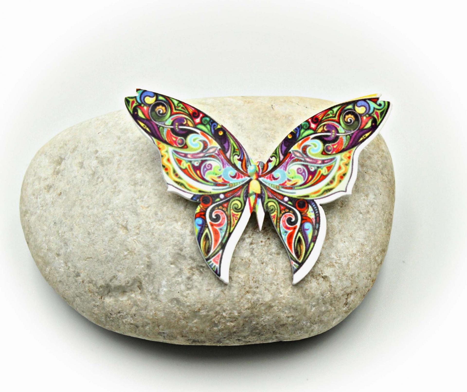 Butterfly Brooch Colourful Acrylic Design