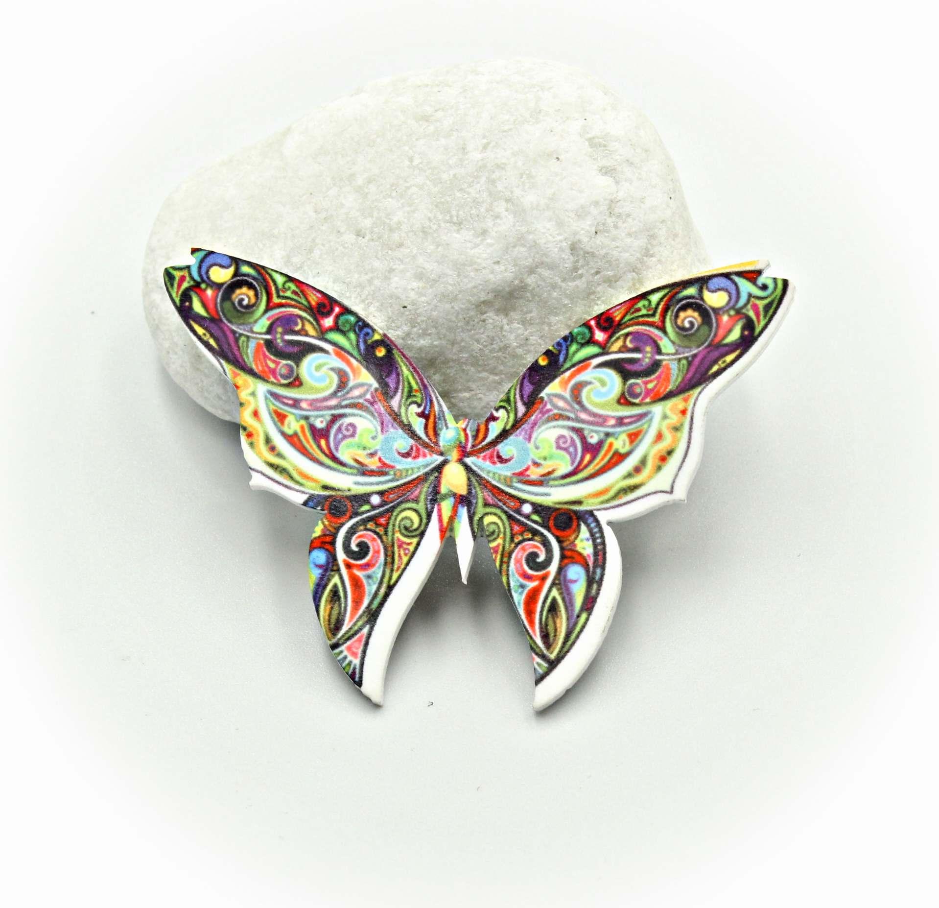 Butterfly Brooch Colourful Acrylic Design