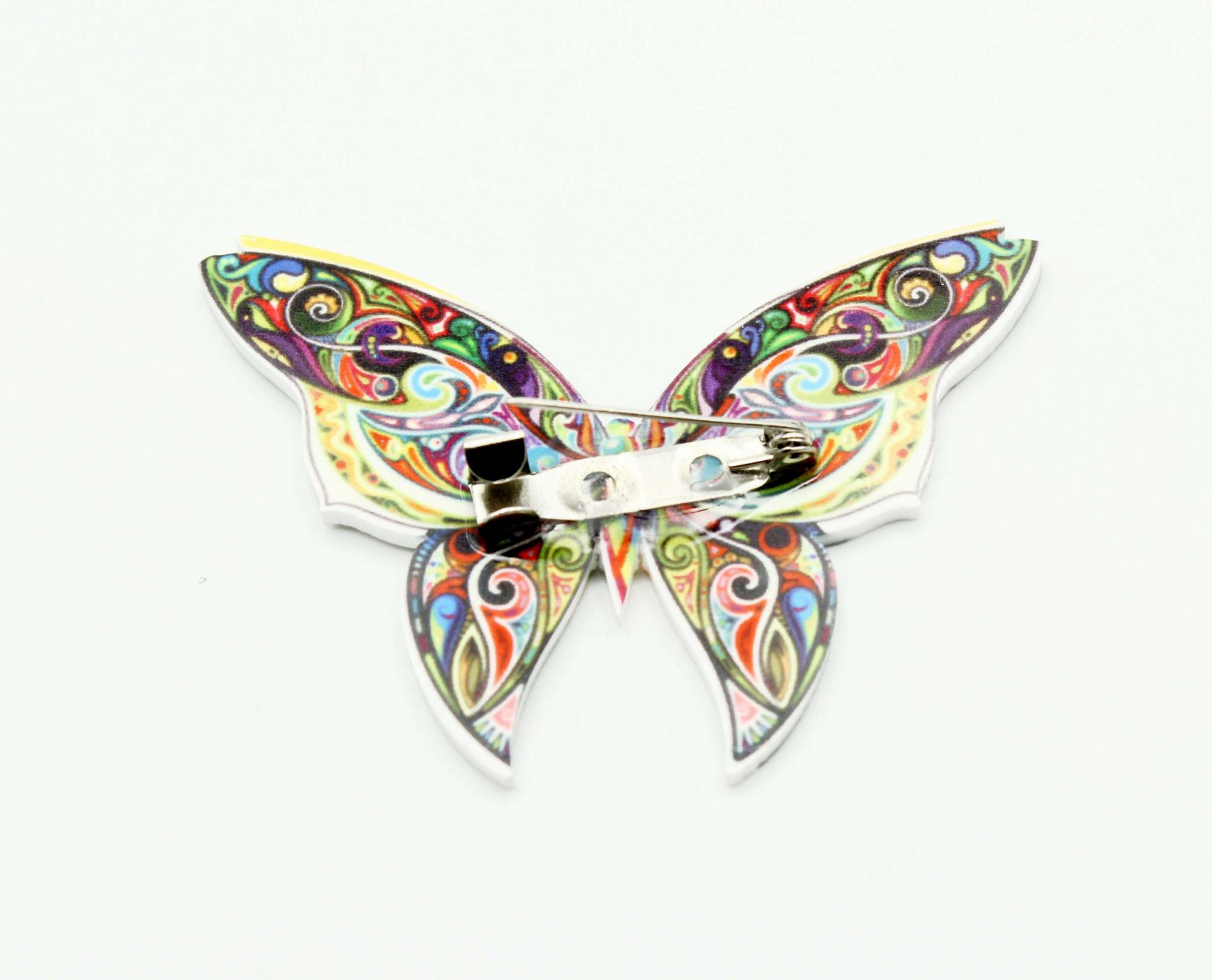 Butterfly Brooch Colourful Acrylic Design