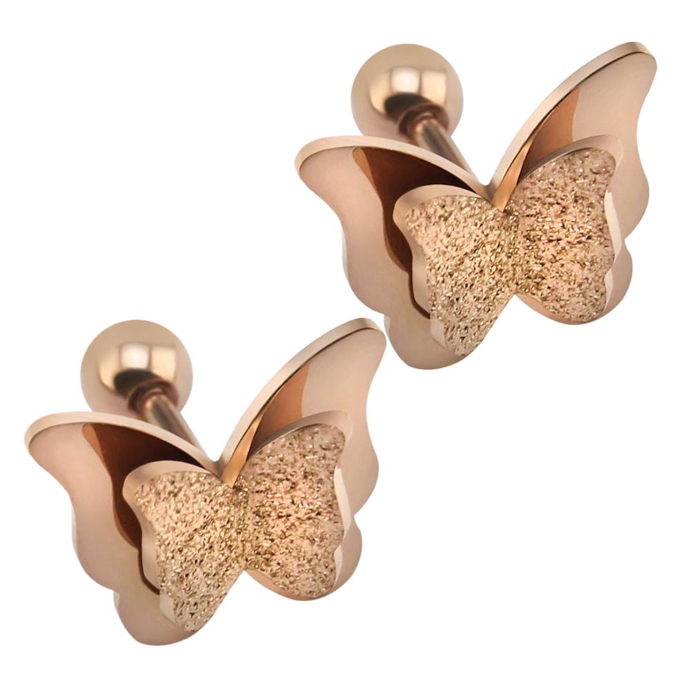 Butterfly Sandblasted Effect Labret Stud Earrings - 2 Colours  Beautifully detai