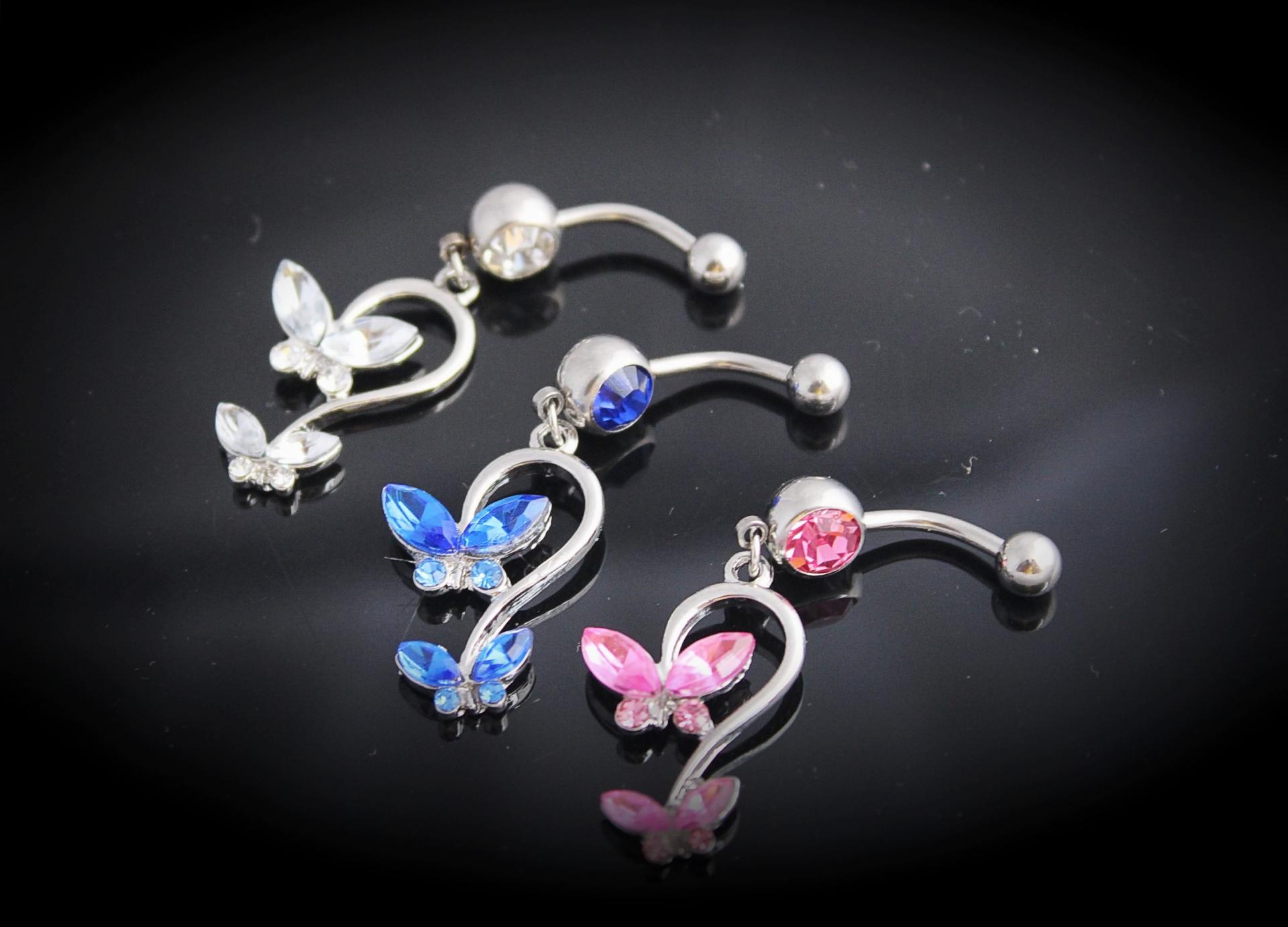 Butterfly Dangle Barbell Navel Ring