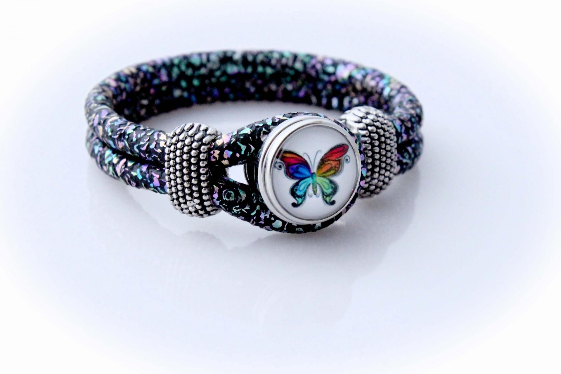 Colourful Butterfly Snap Button Bracelet