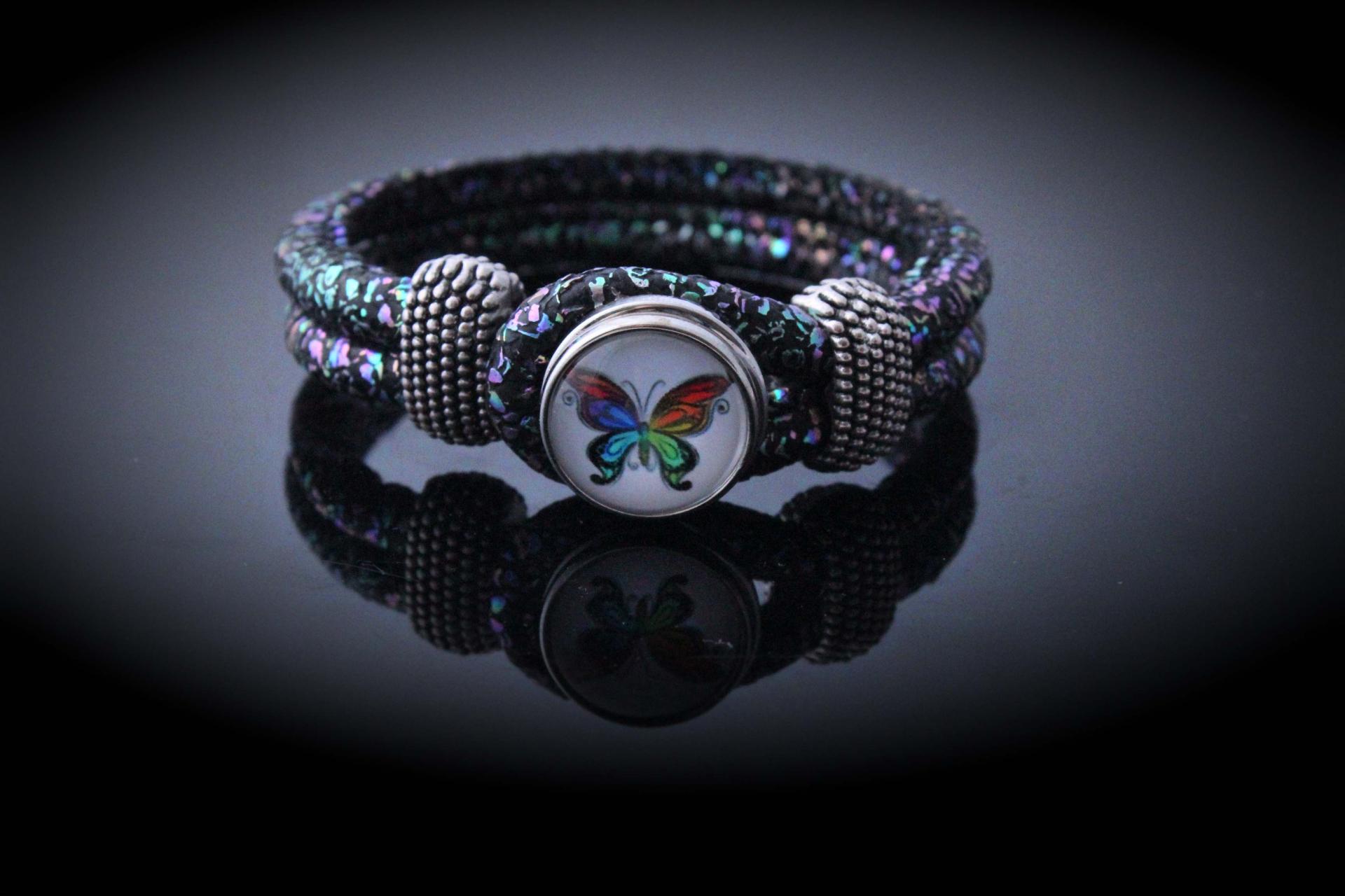 Colourful Butterfly Snap Button Bracelet