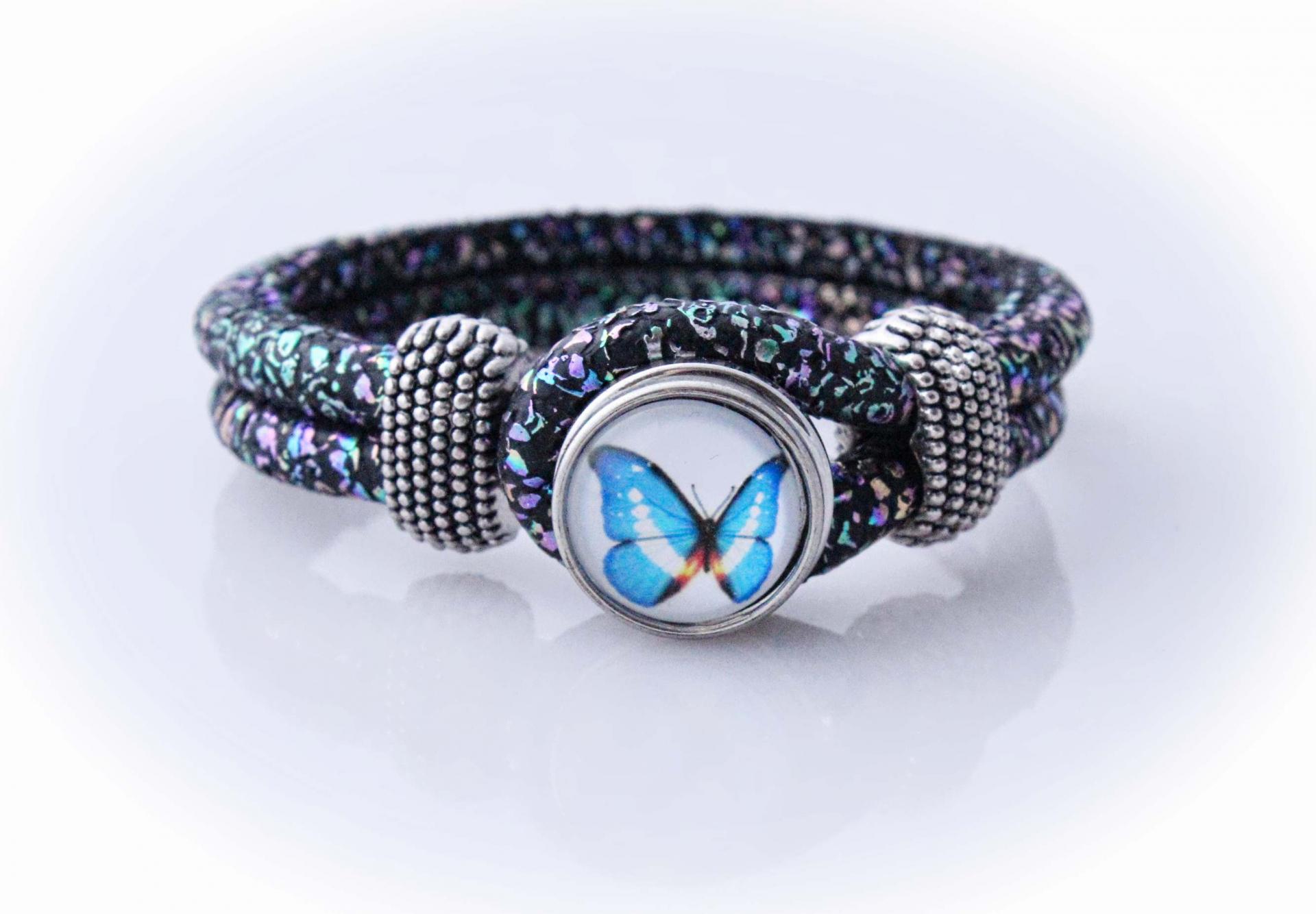 Colourful Butterfly Snap Button Bracelet