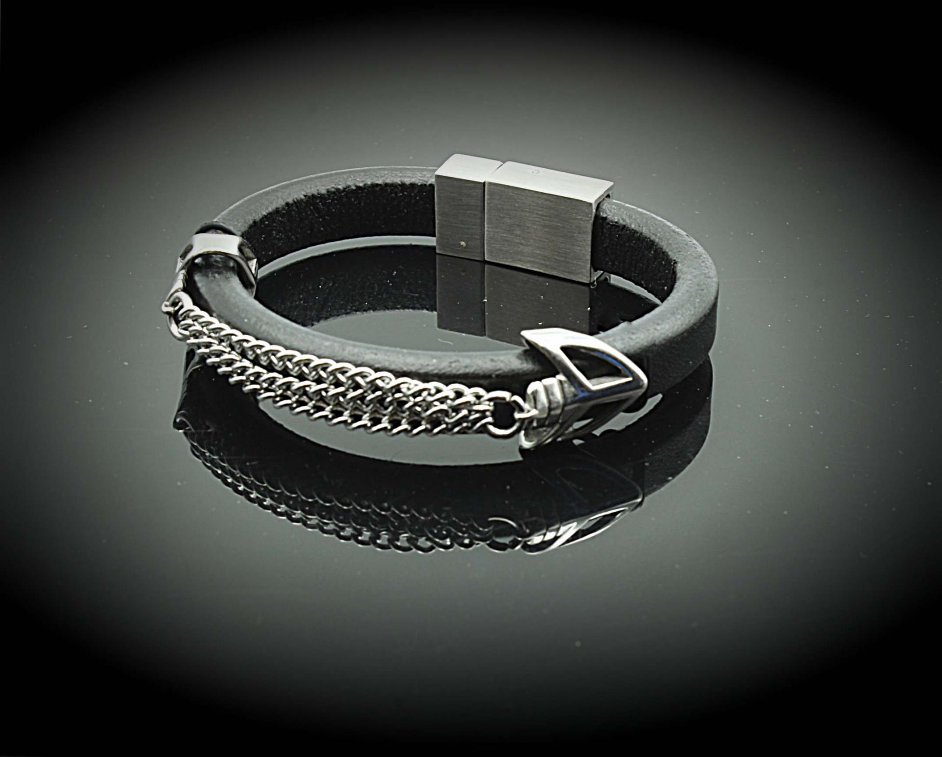 Punk Chain Leather and Steel Bracelet - Customisable!