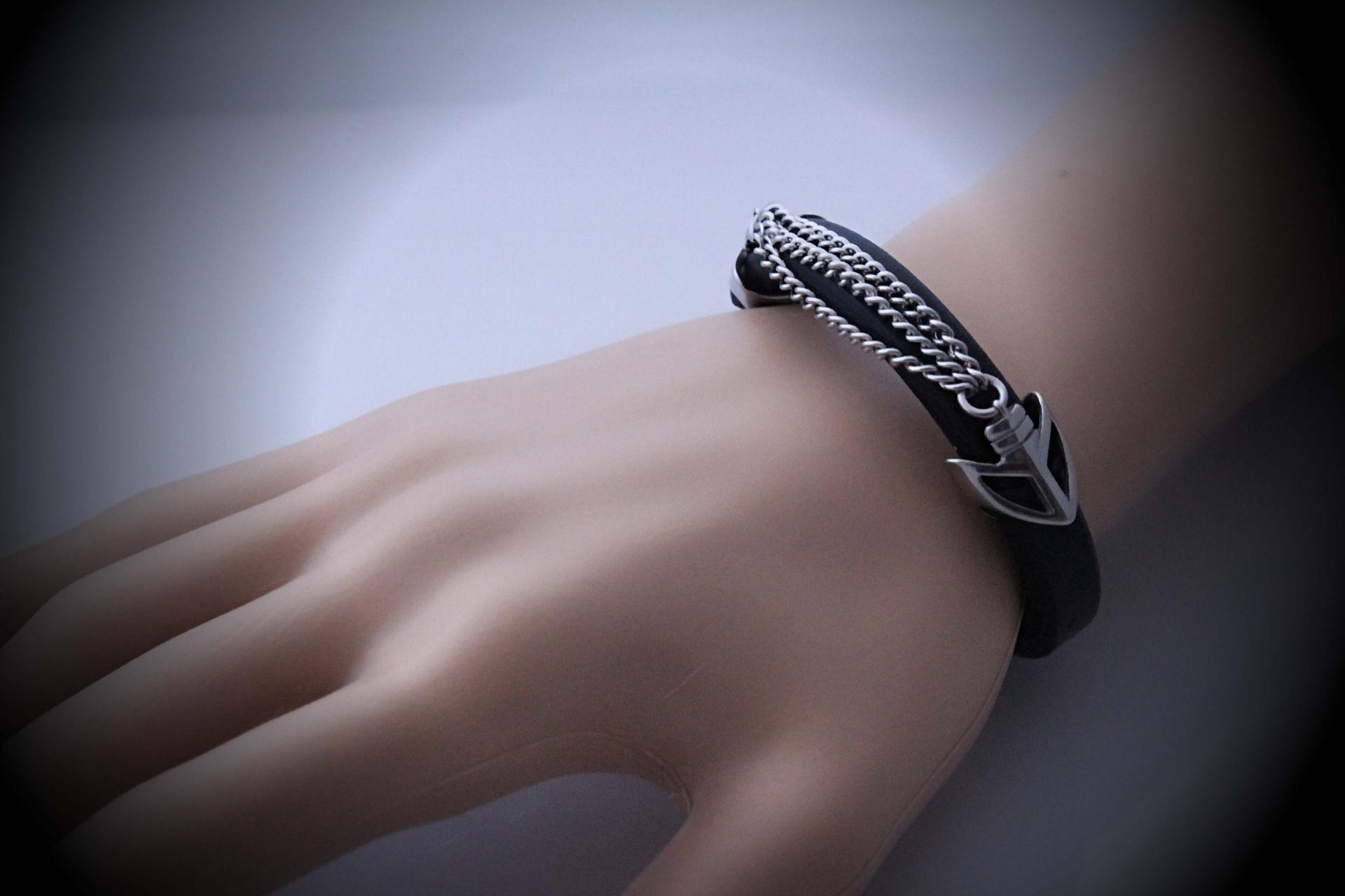 Punk Chain Leather and Steel Bracelet - Customisable!