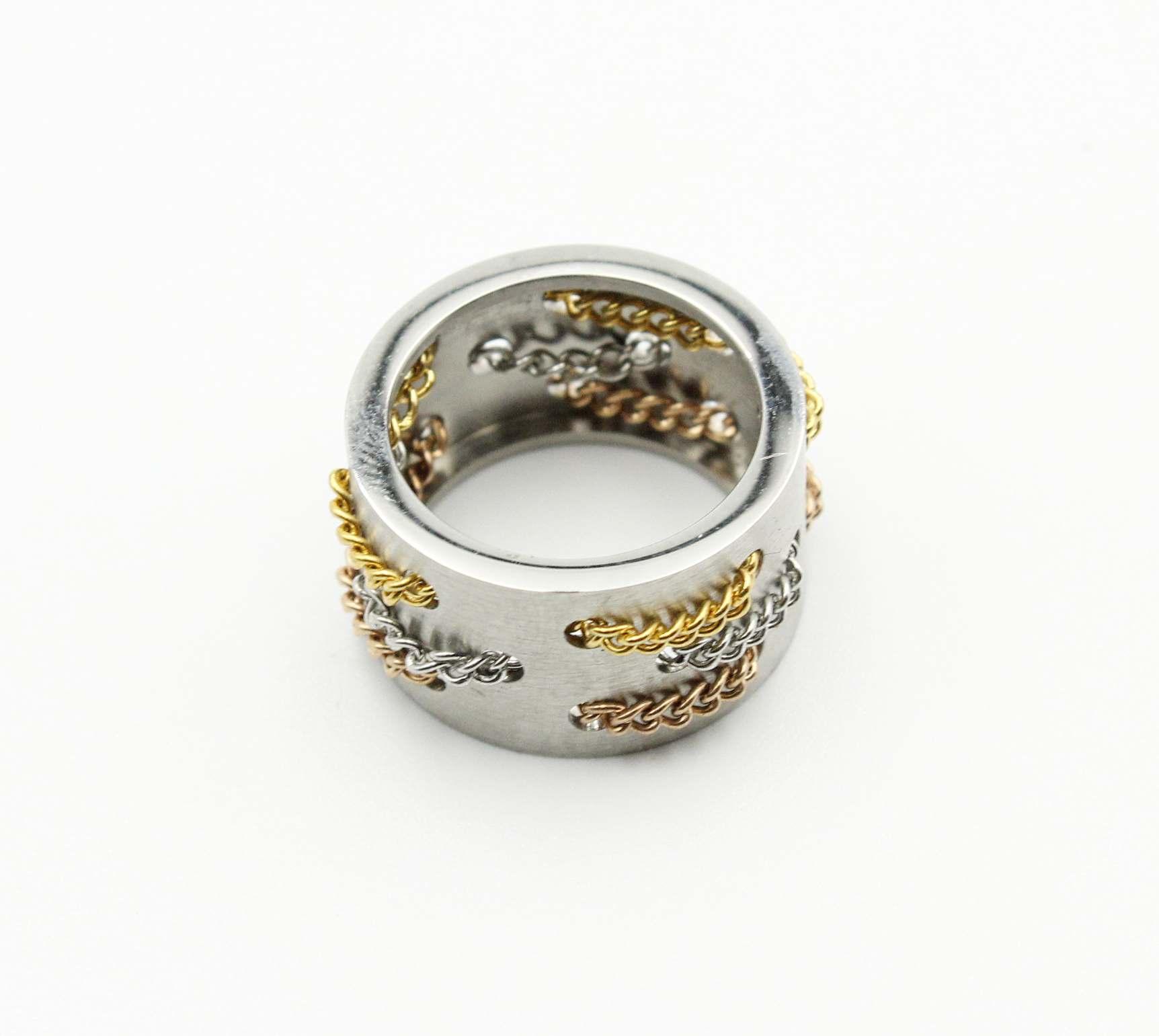 Stainless Steel Triple Colour Chain Ring