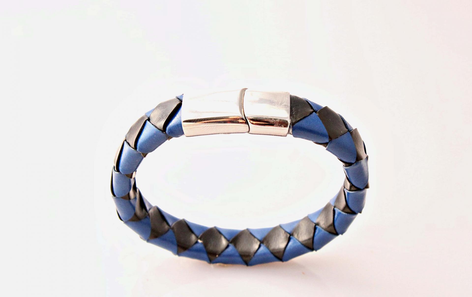 Diamond Checkers Bracelet - Black 'n Blue - Customisable