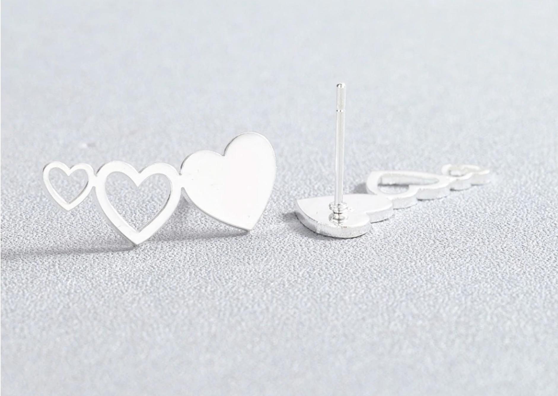 Love Heart Climber Earrings Two Colours Wow Jewellery Online