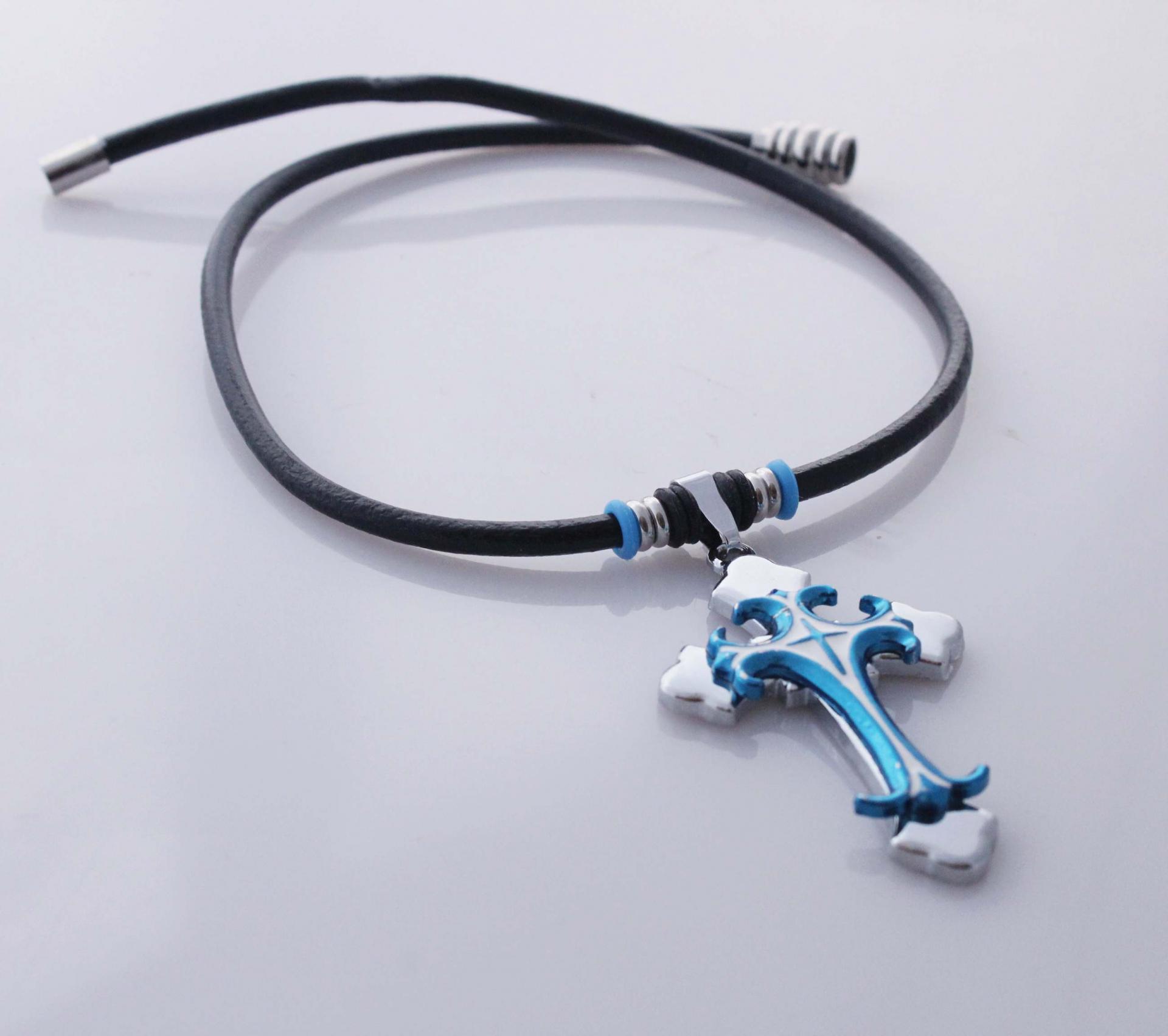 Colourful Enamel Cross Leather Choker - Customisable!