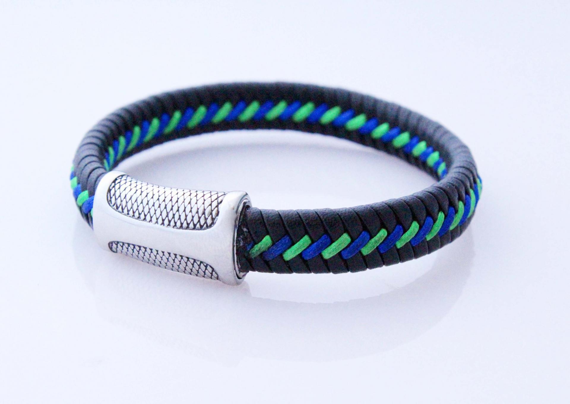 Colourful Leather and Silk Flat Braid Bracelet