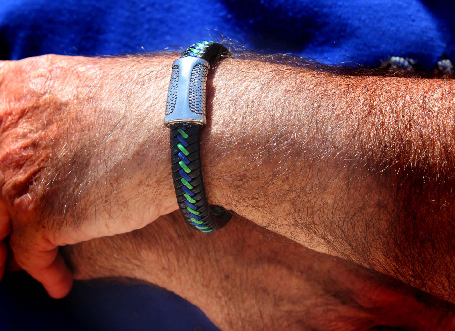 Colourful Leather and Silk Flat Braid Bracelet