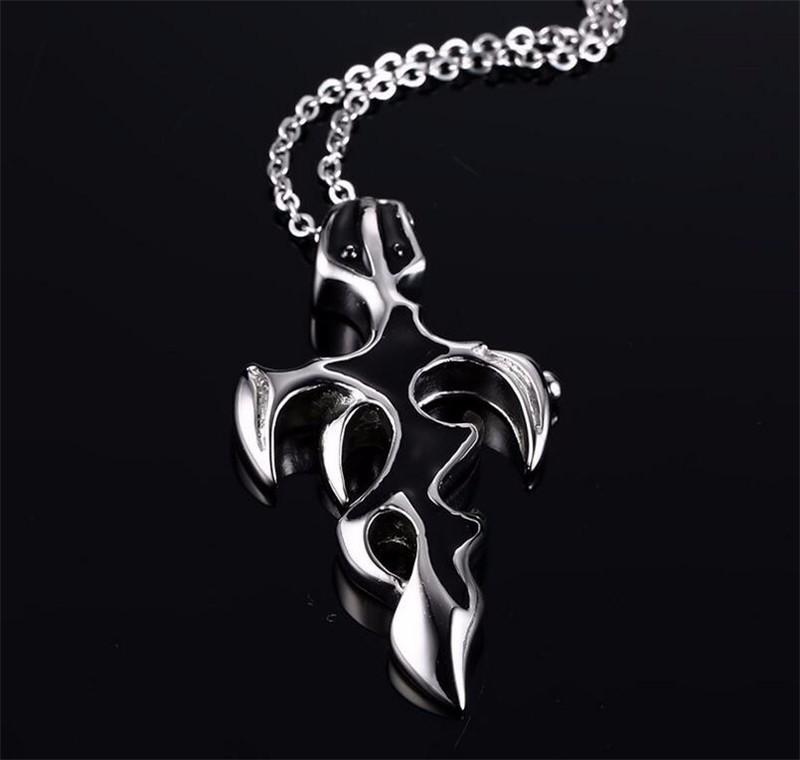 Cross Pendant - 2 Tone Abstract Design in Stainless Steel