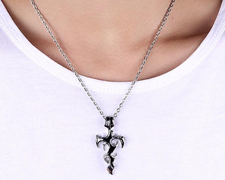 Cross Pendant - 2 Tone Abstract Design in Stainless Steel