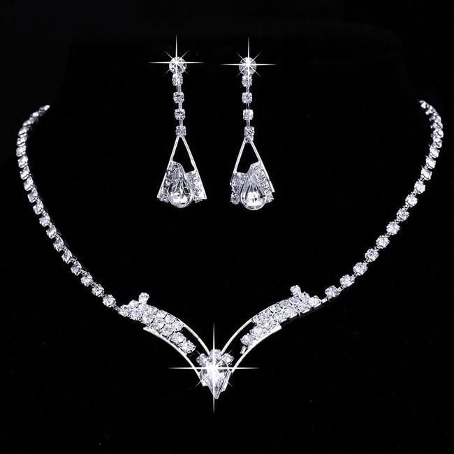 Crystal Teardrop Jewellery Set  - Choker and Earrings