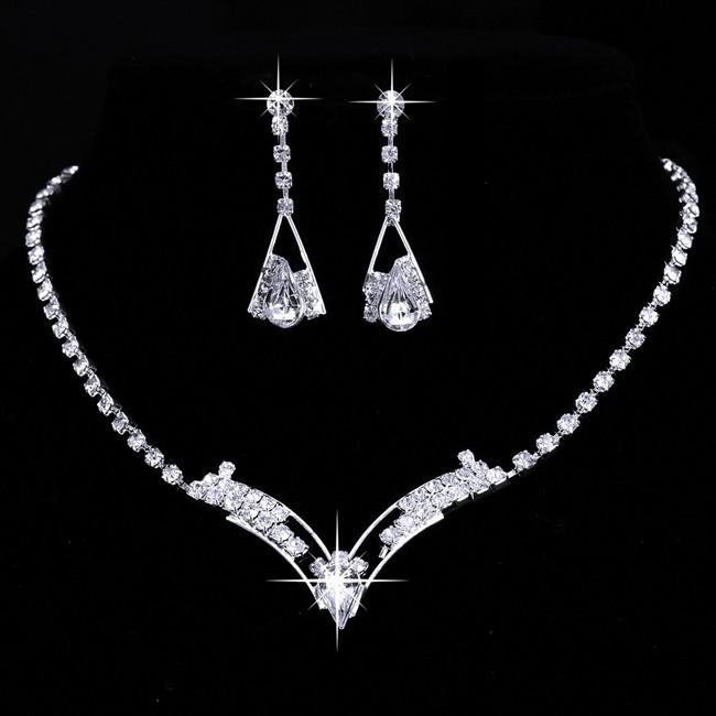 Crystal Teardrop Jewellery Set - Choker and Earrings