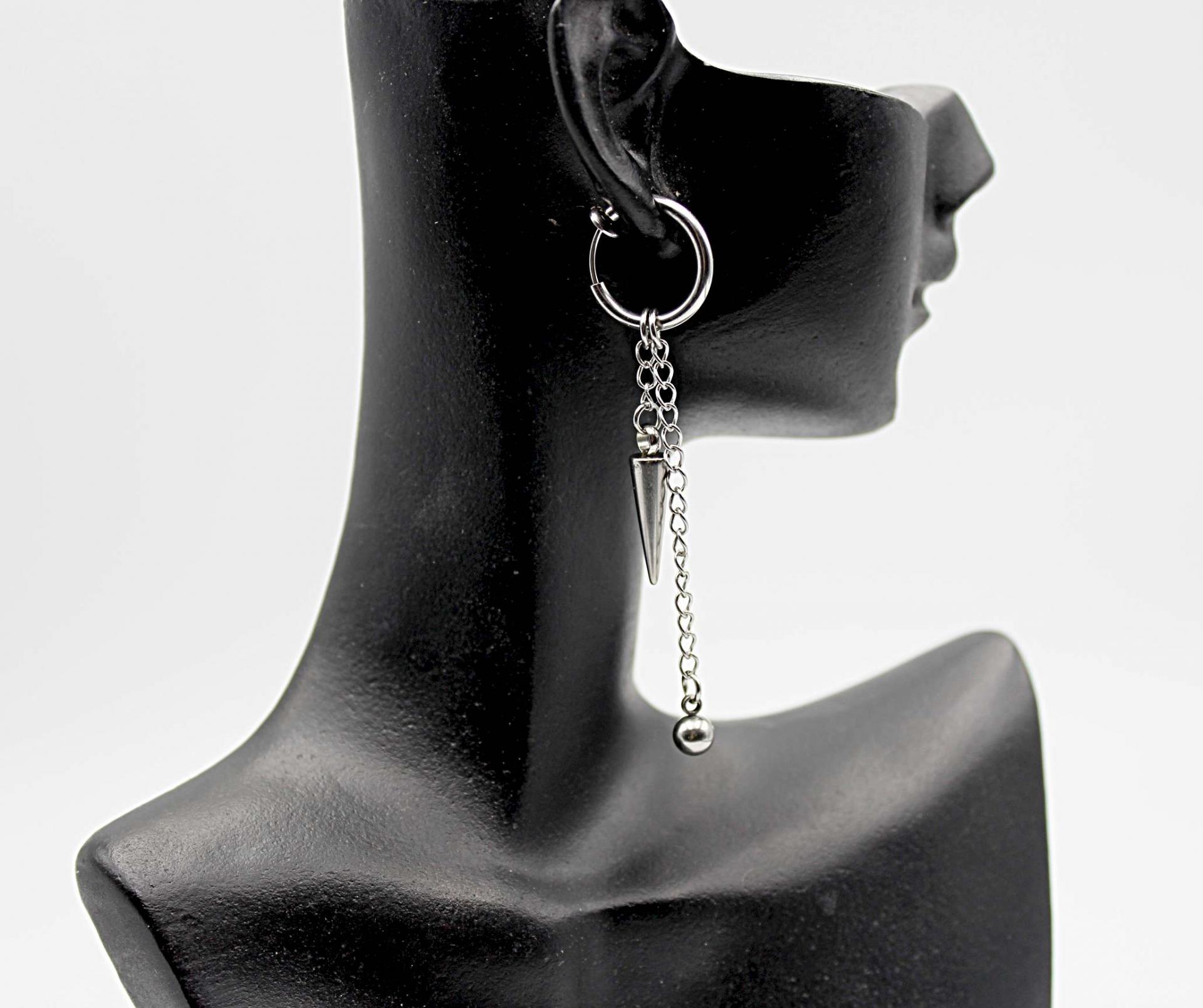Clip On Dangle Drop Earrings Spike Ball Design