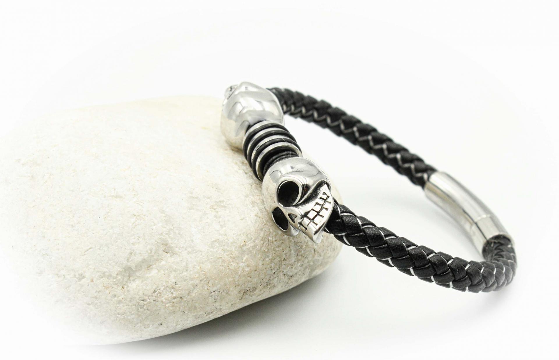 Baby Skull Silk Leather Bracelet -Customise!