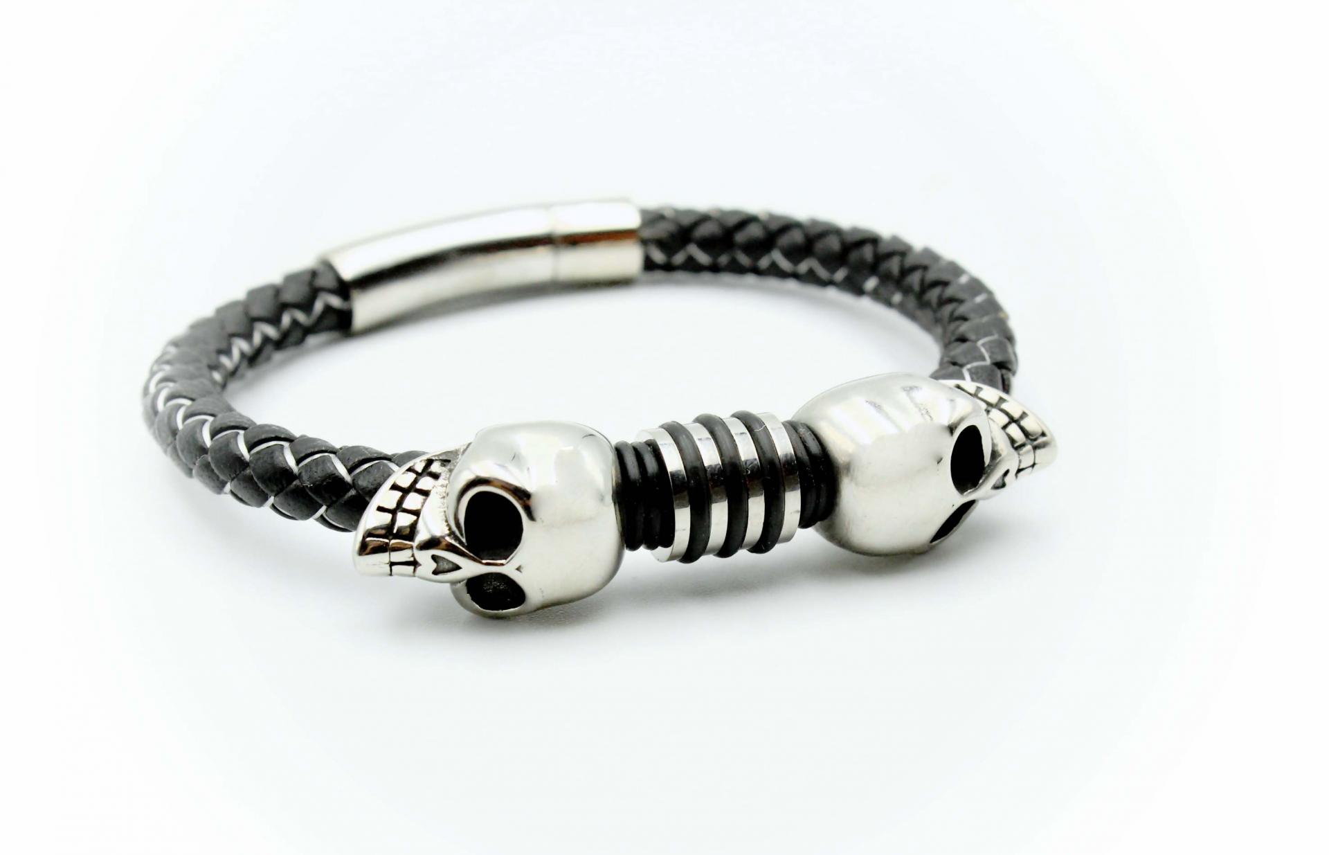 Baby Skull Silk Leather Bracelet -Customise!