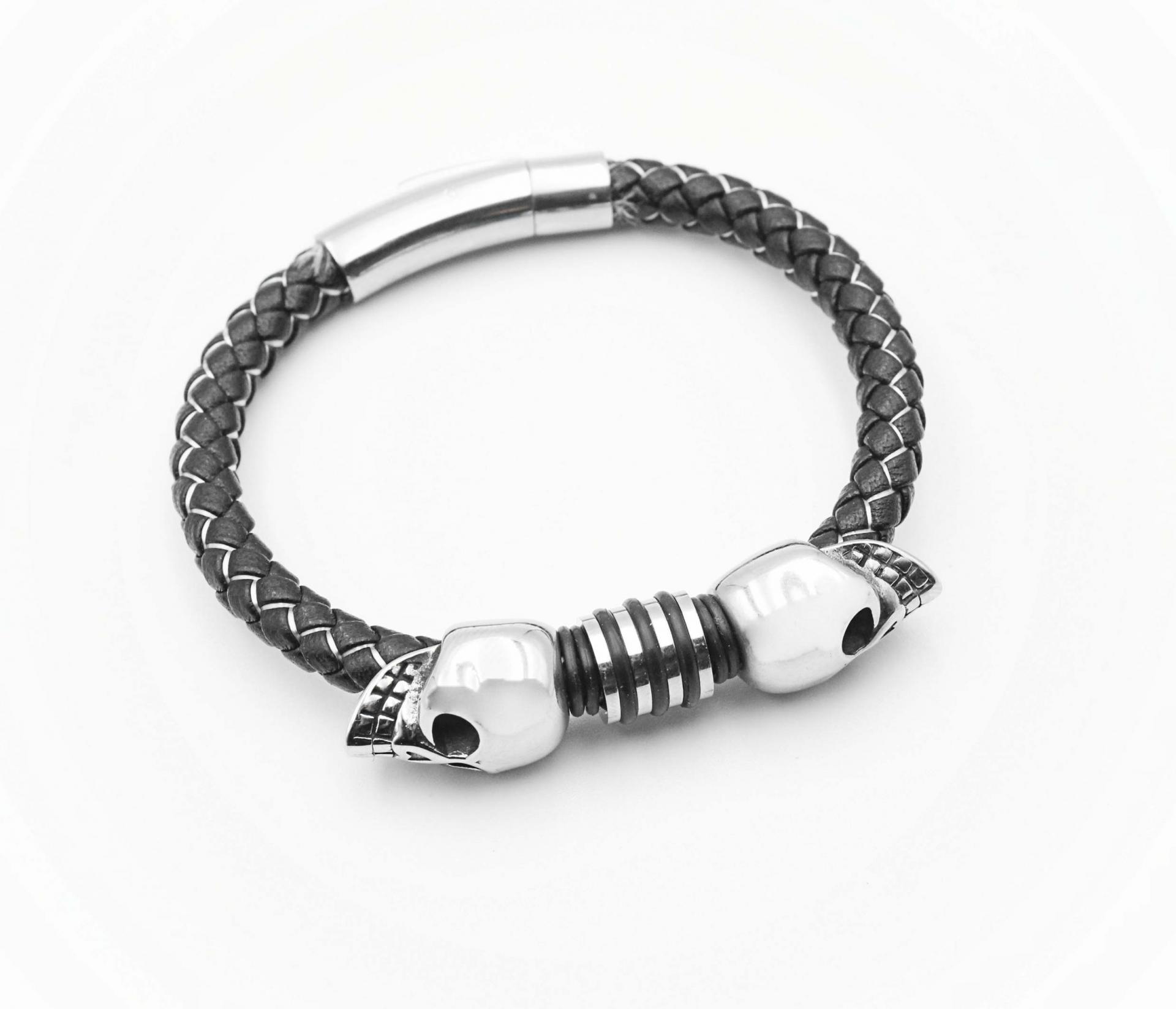 Baby Skull Silk Leather Bracelet -Customise!