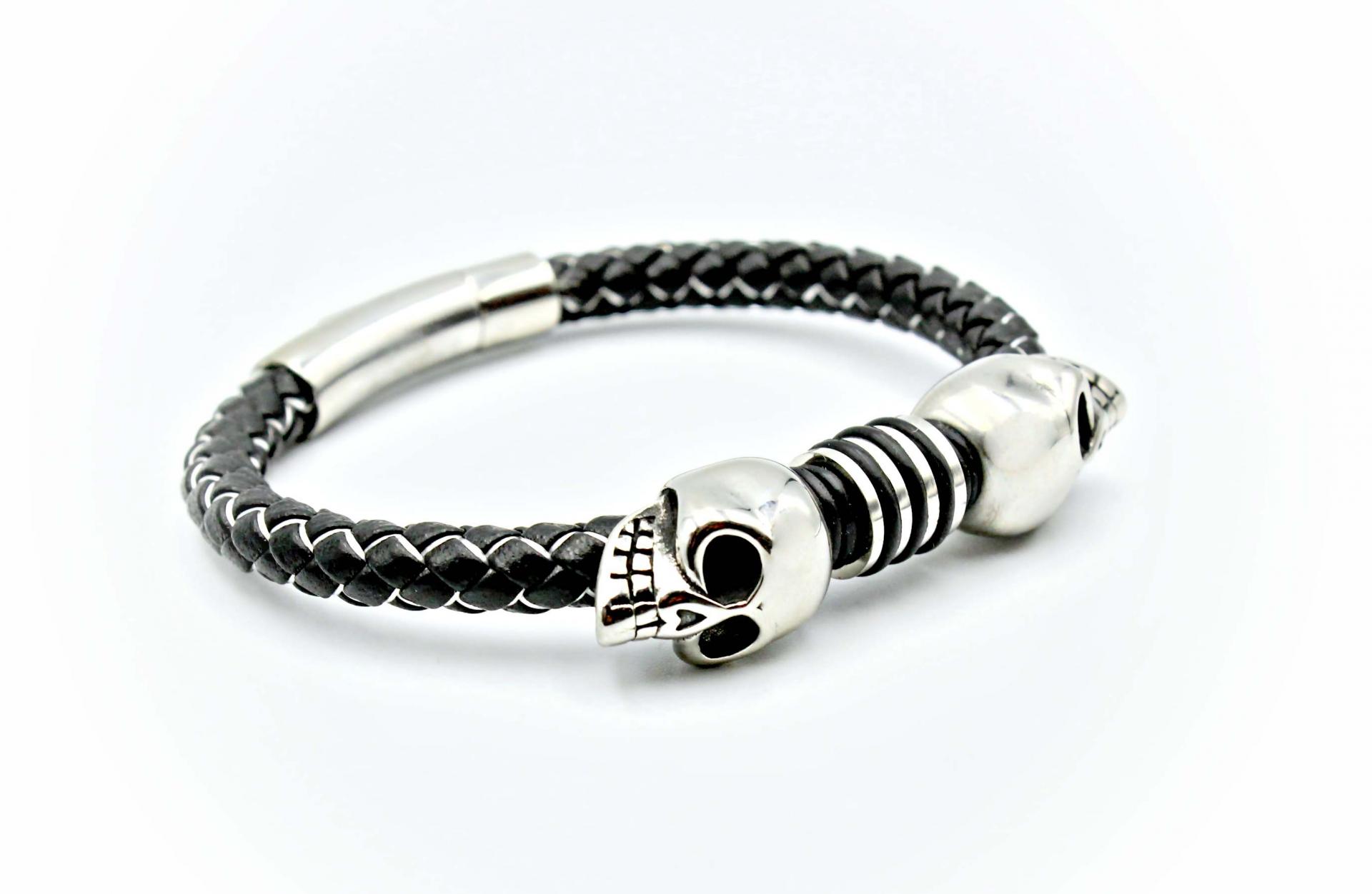 Baby Skull Silk Leather Bracelet -Customise!