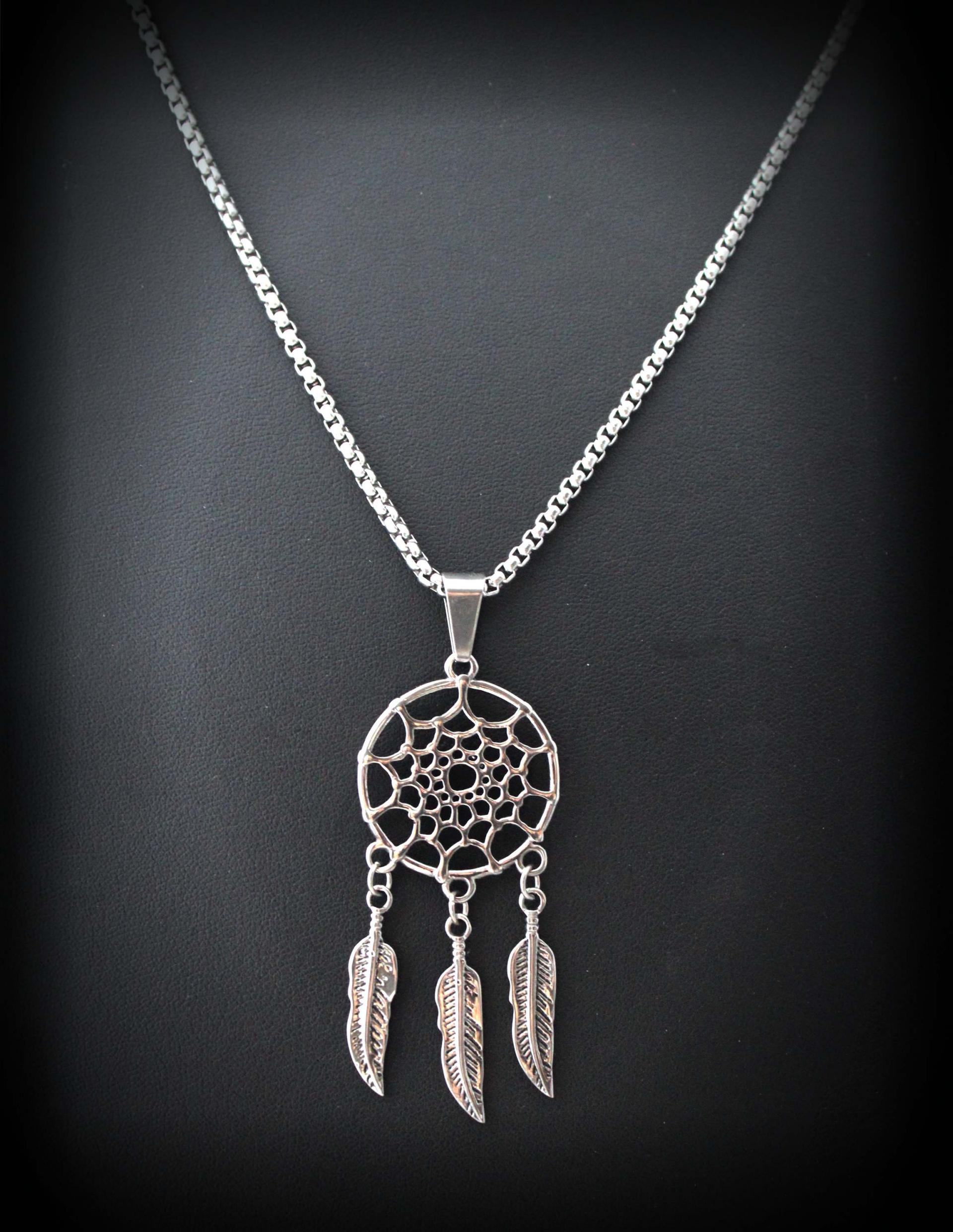 Dream Catcher Pendant Necklace - Stainless Steel