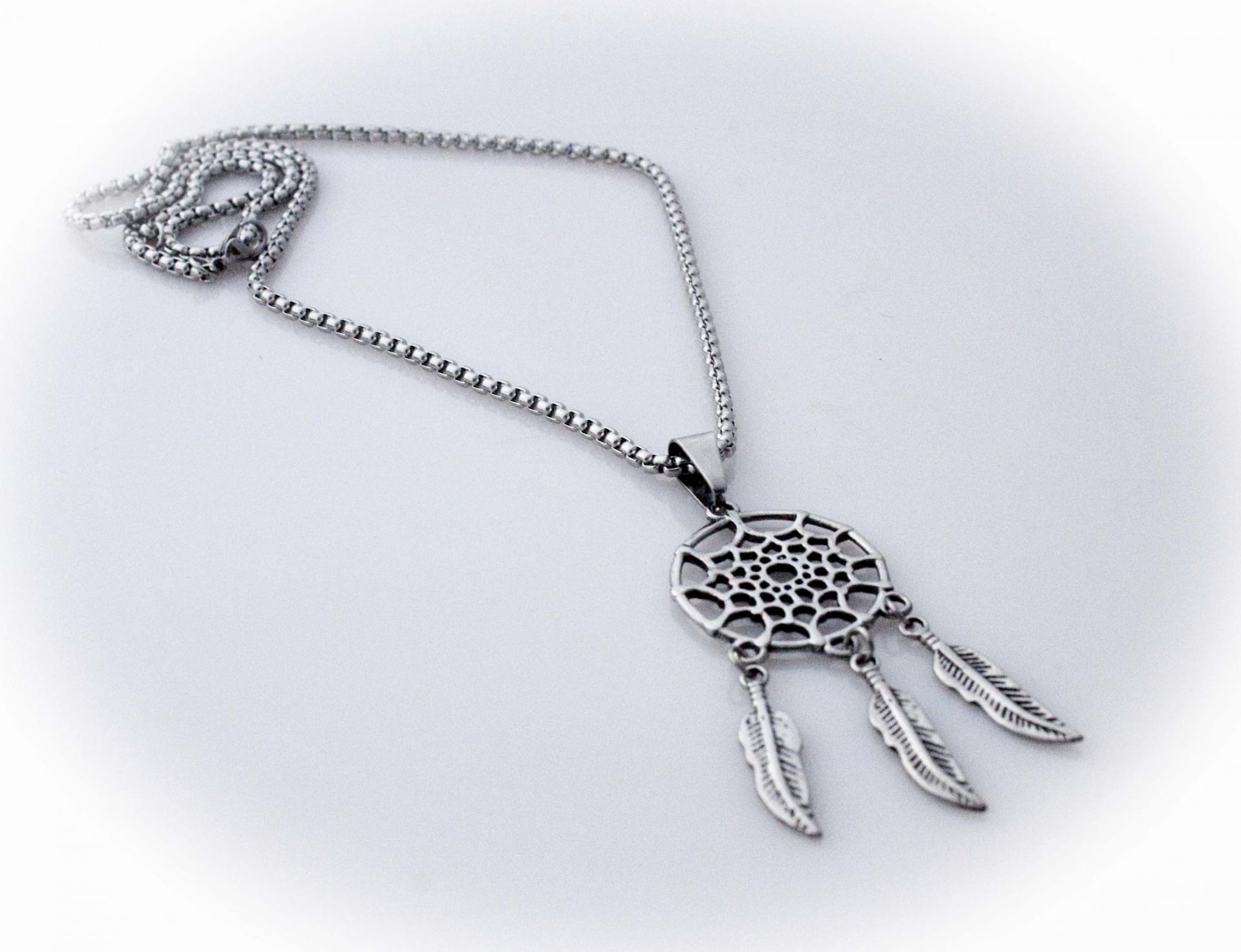 Dream Catcher Pendant Necklace - Stainless Steel