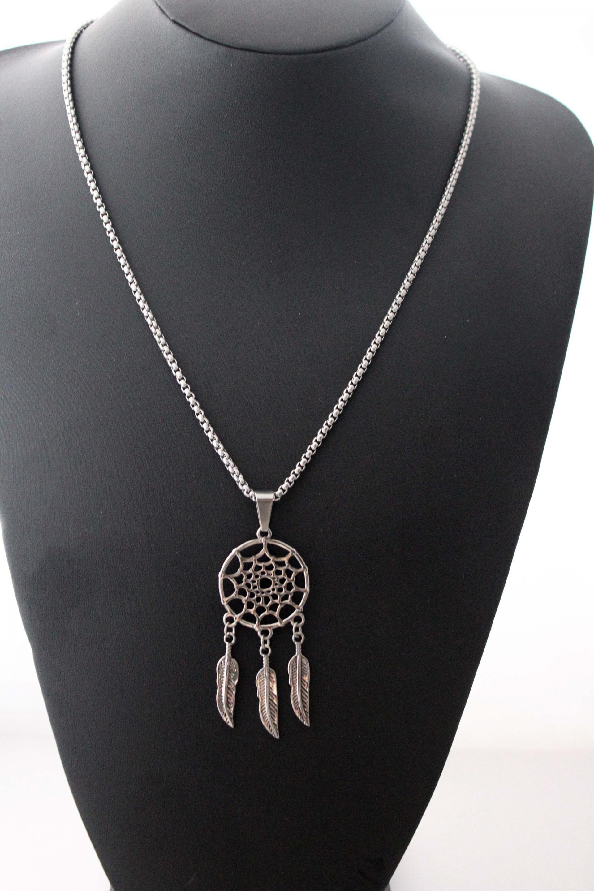 Dream Catcher Pendant Necklace - Stainless Steel