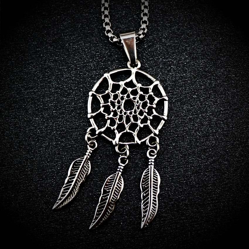 Dream Catcher Pendant Necklace - Stainless Steel