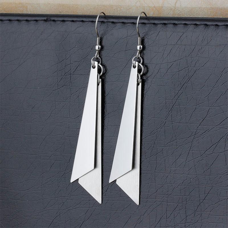 Stainless Steel Knife Edge Drop Earrings