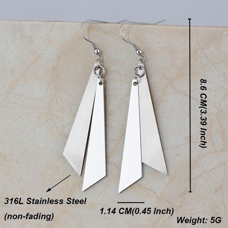 Stainless Steel Knife Edge Drop Earrings