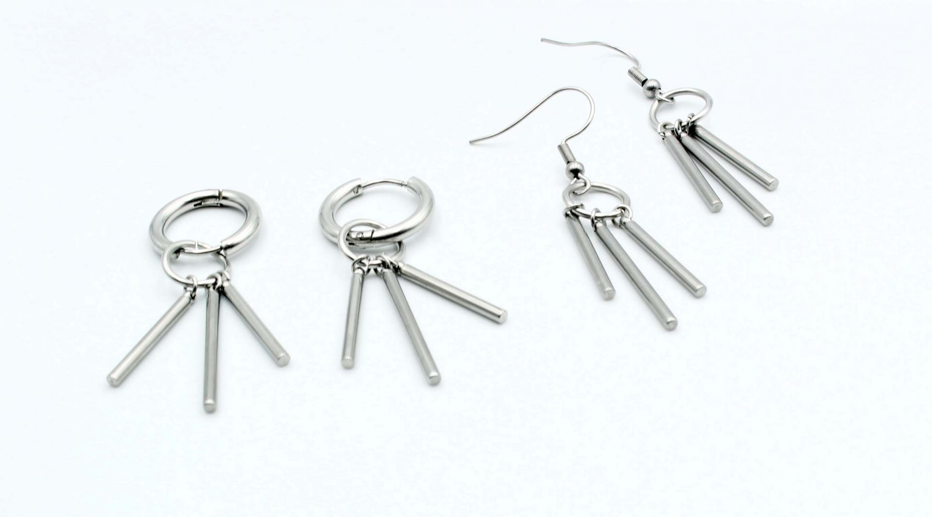 Punk Dangle Stick Titanium Steel Earrings - Customisable