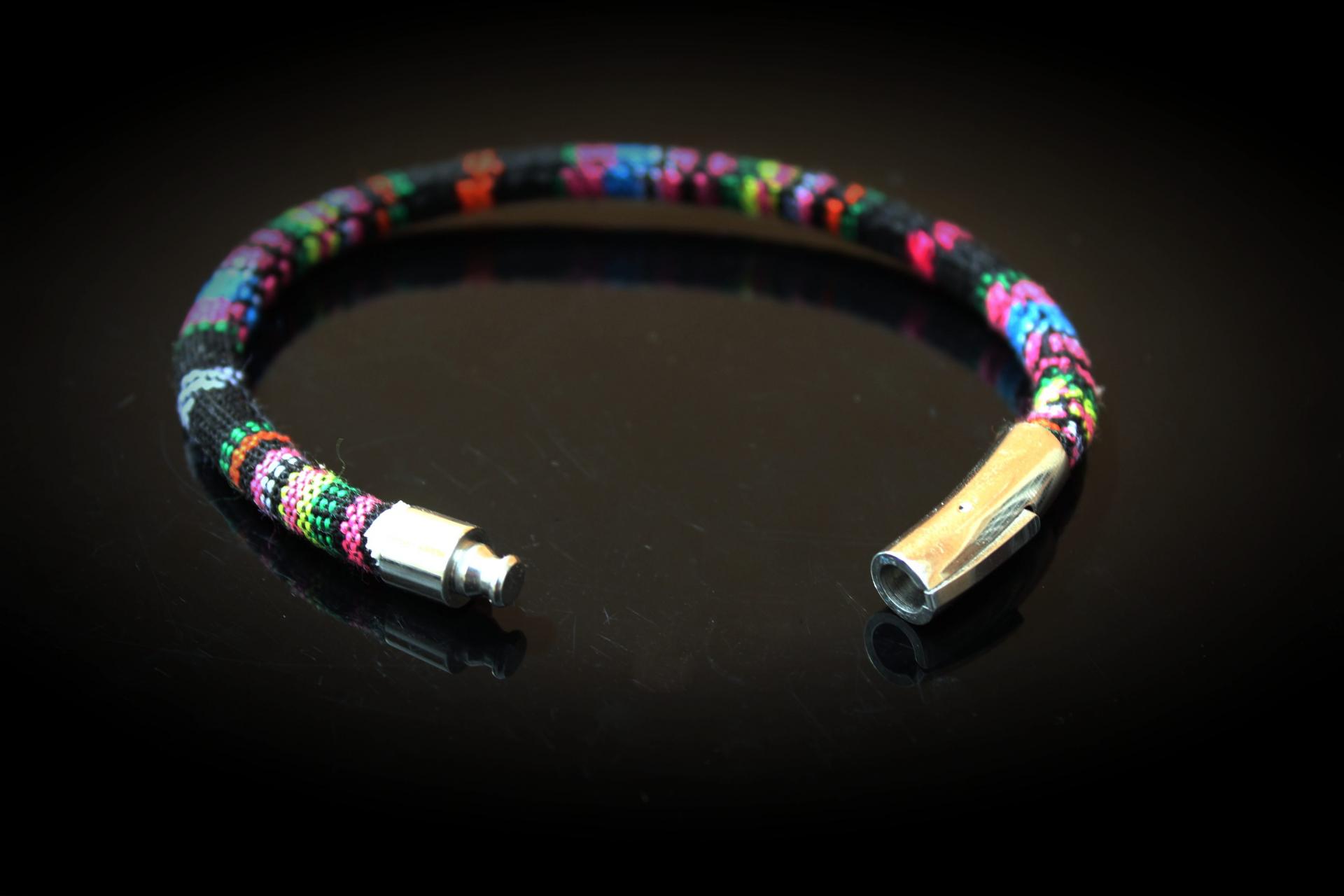 Ethnic Multicolour Rope Bracelet With Steel Clasp