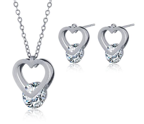 Heart Shaped Stainless Steel Jewellery Set