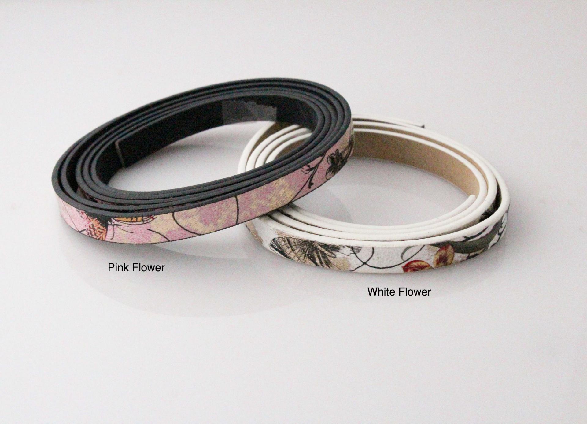 Medical Alert Flat Leather Flower Design Bracelet - Customise