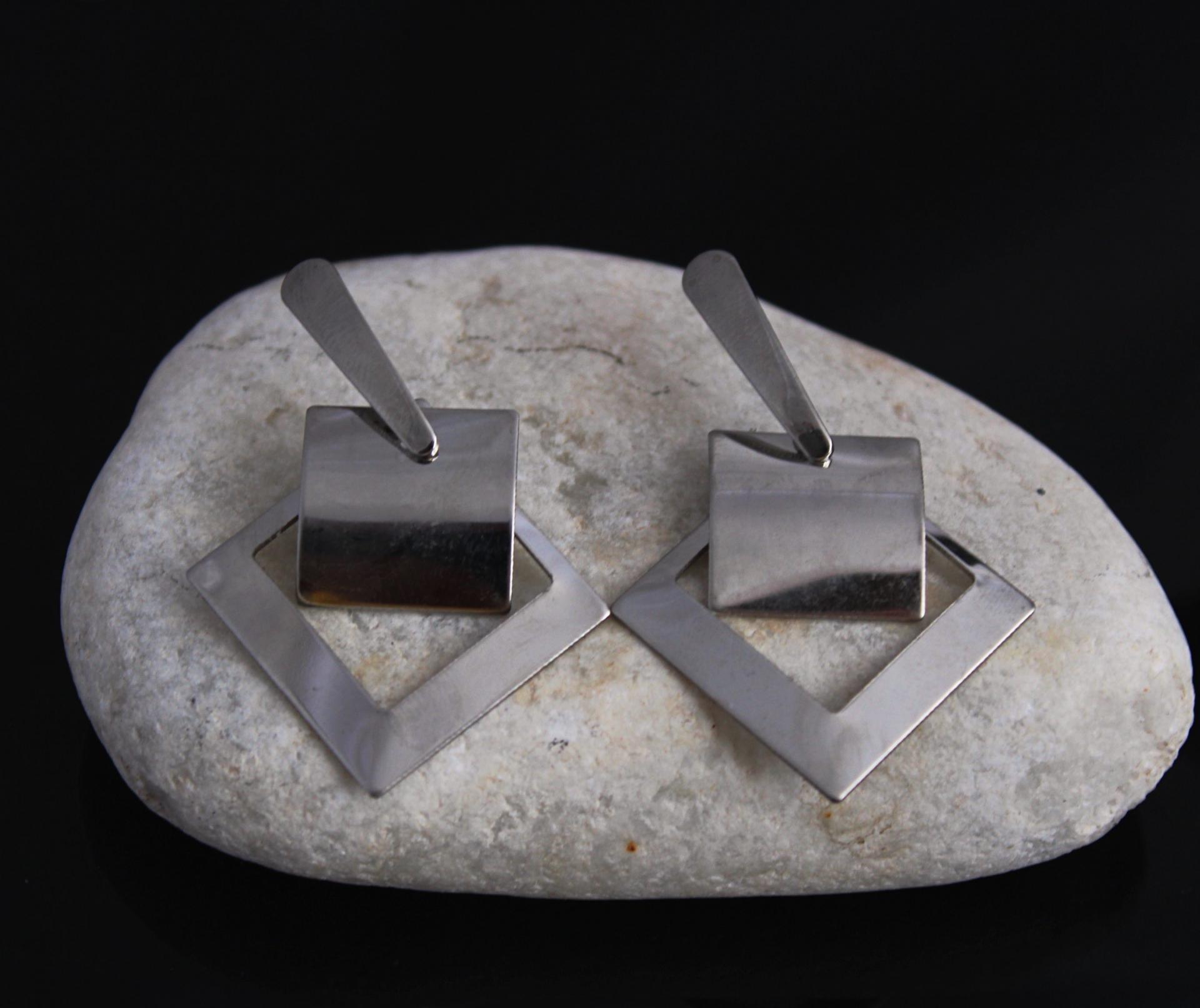 Stainless Steel Geometric Square Earrings