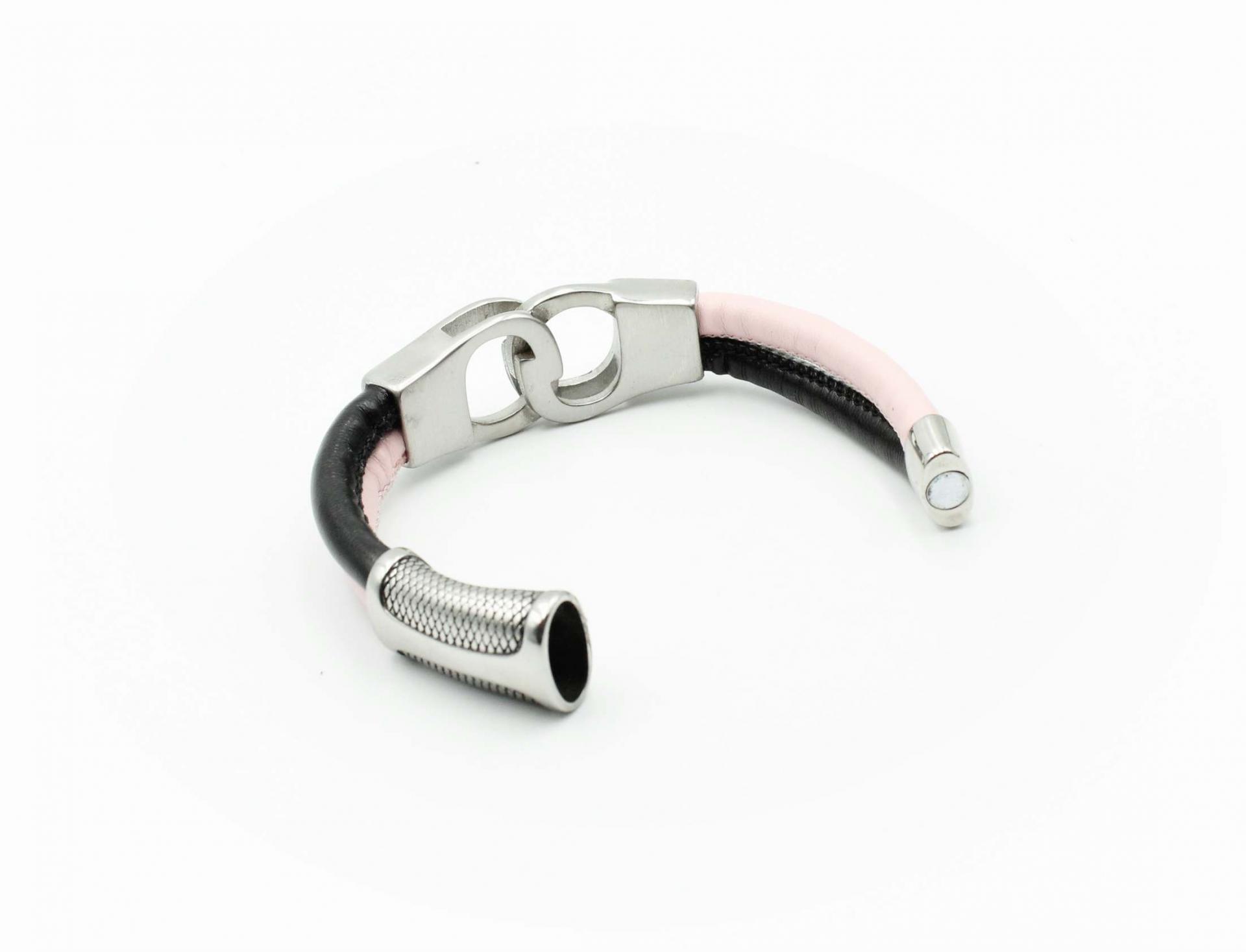 Handcuff Design Leather & Steel Customisable Bracelet.