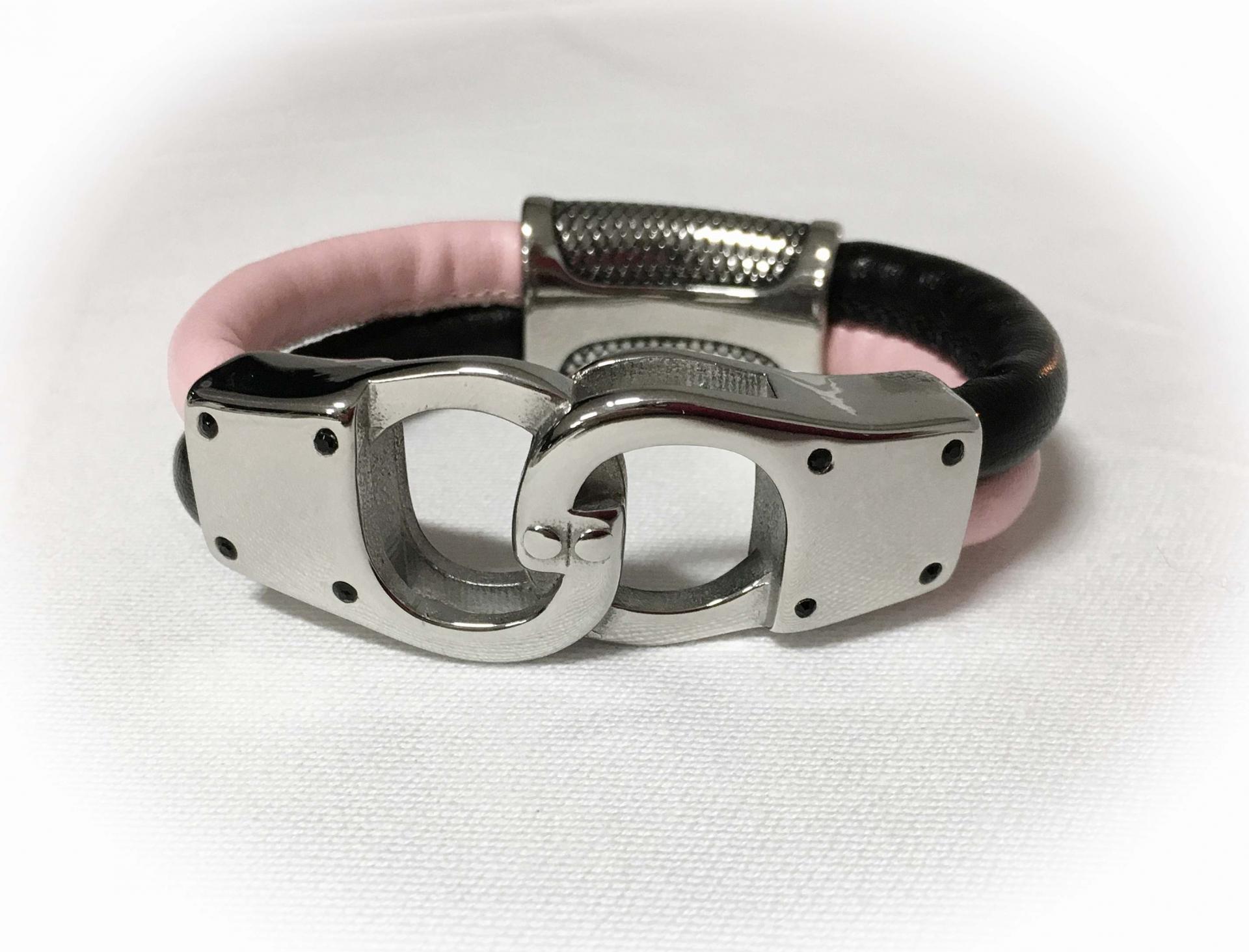 Handcuff Design Leather & Steel Customisable Bracelet.