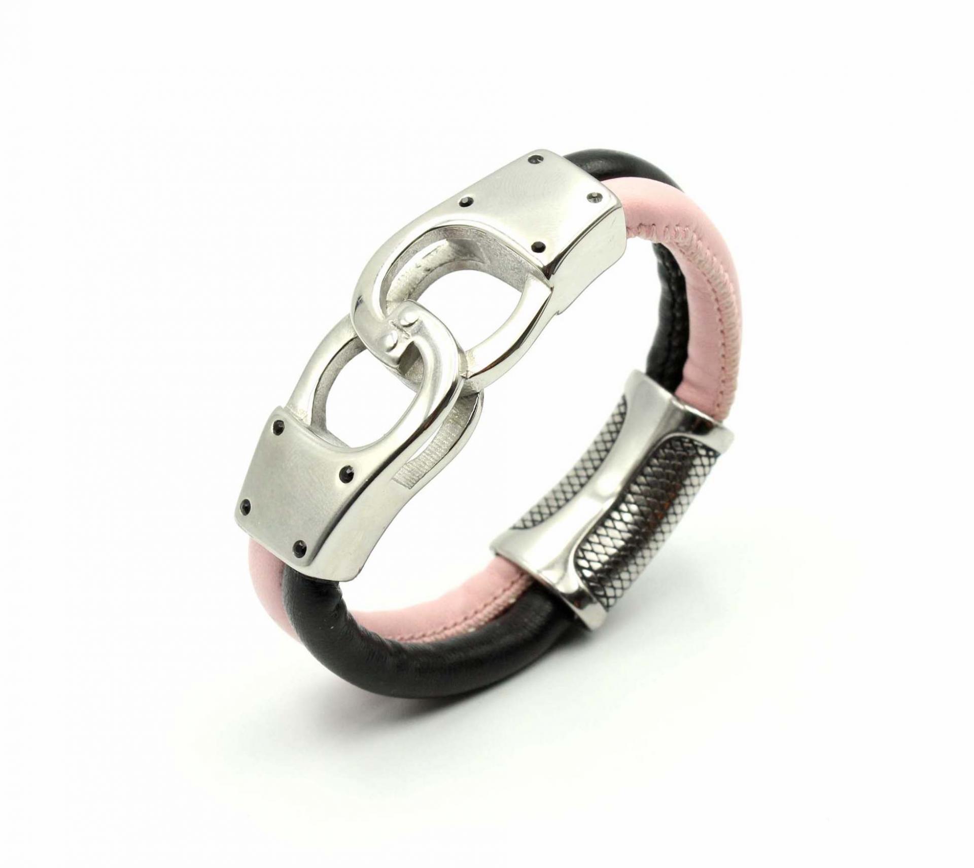 Handcuff Design Leather & Steel Customisable Bracelet.