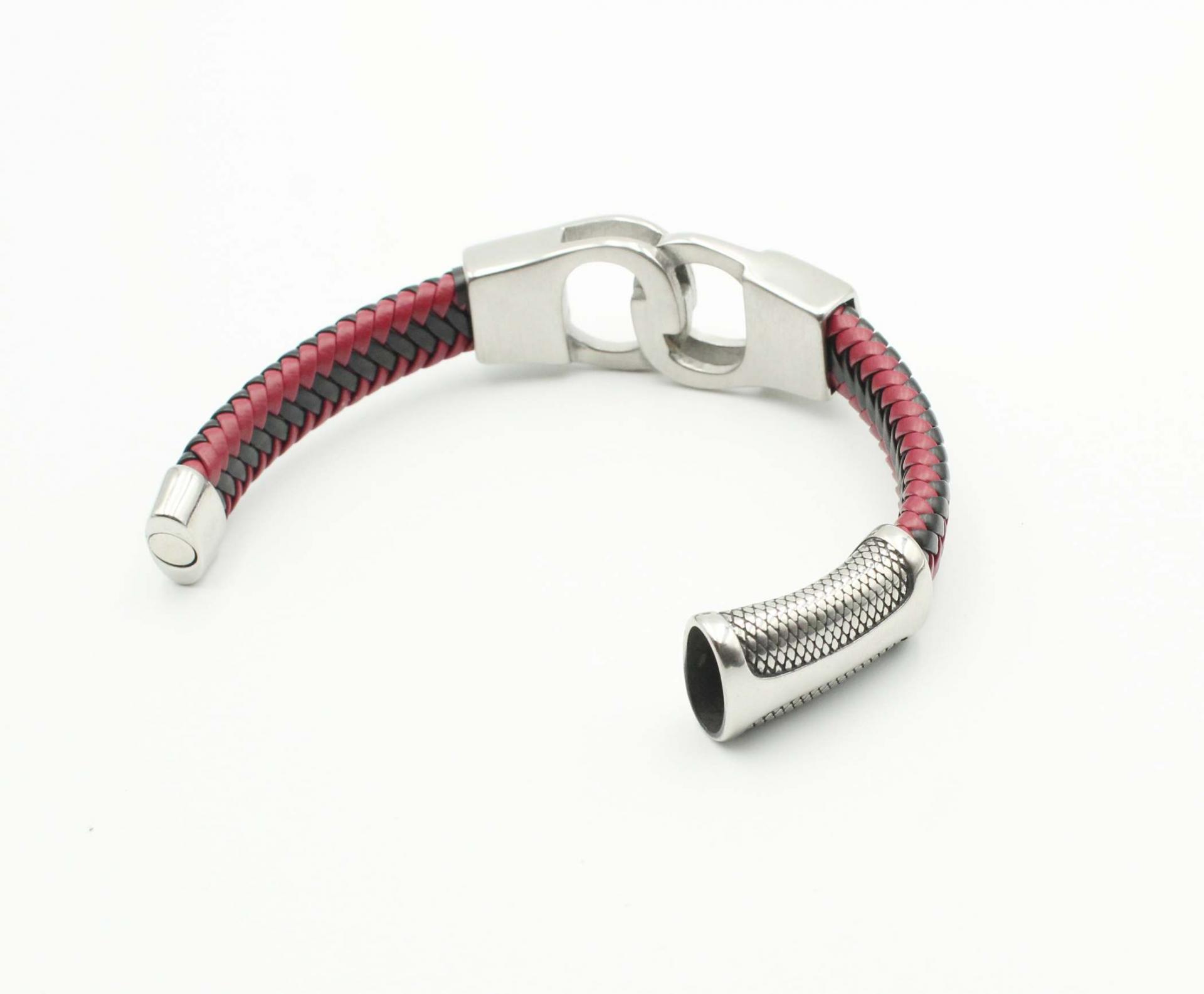 Handcuff Bracelet Unisex In Dual Colour Leather  - Customisable