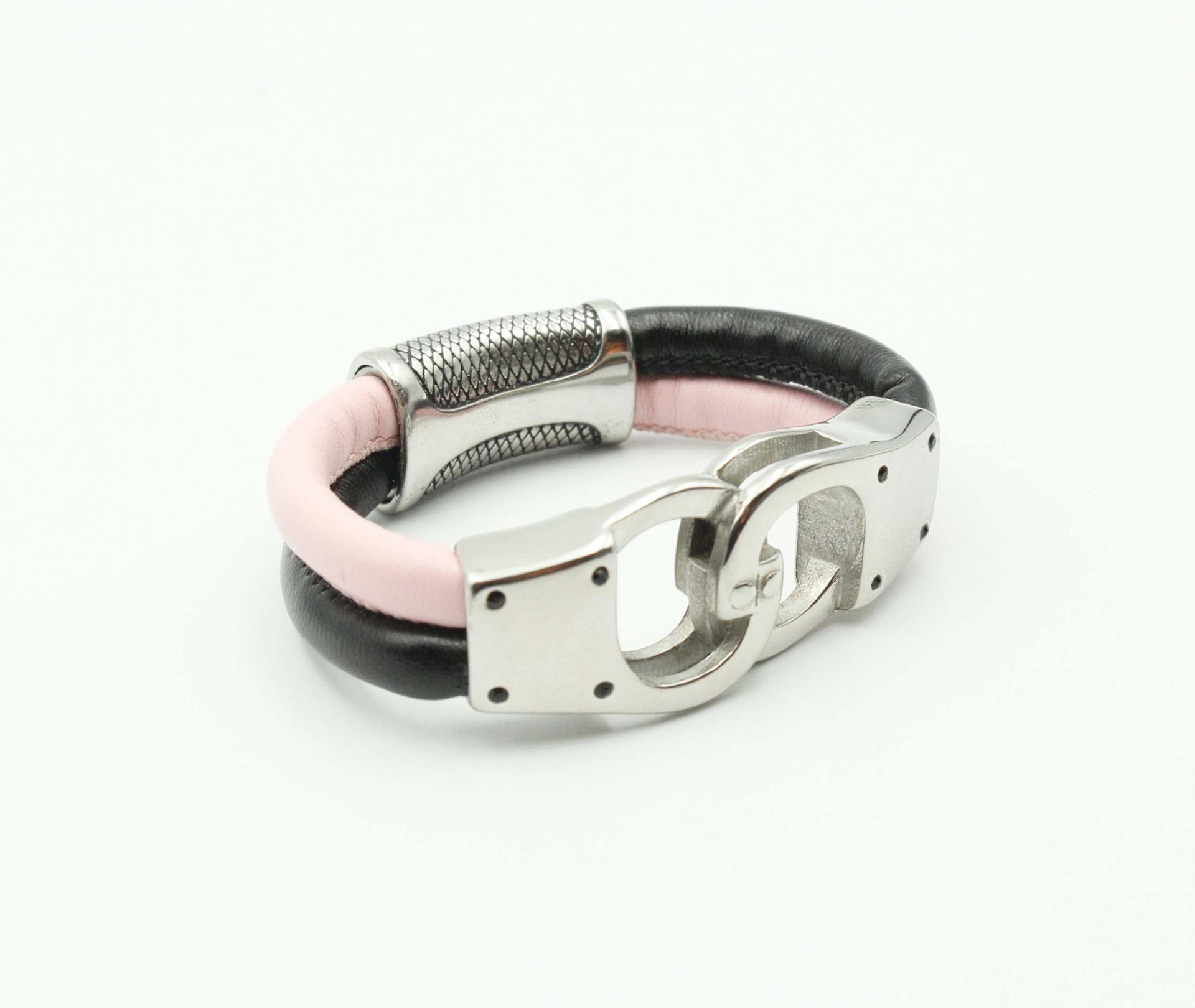 Handcuff Design Leather & Steel Customisable Bracelet.