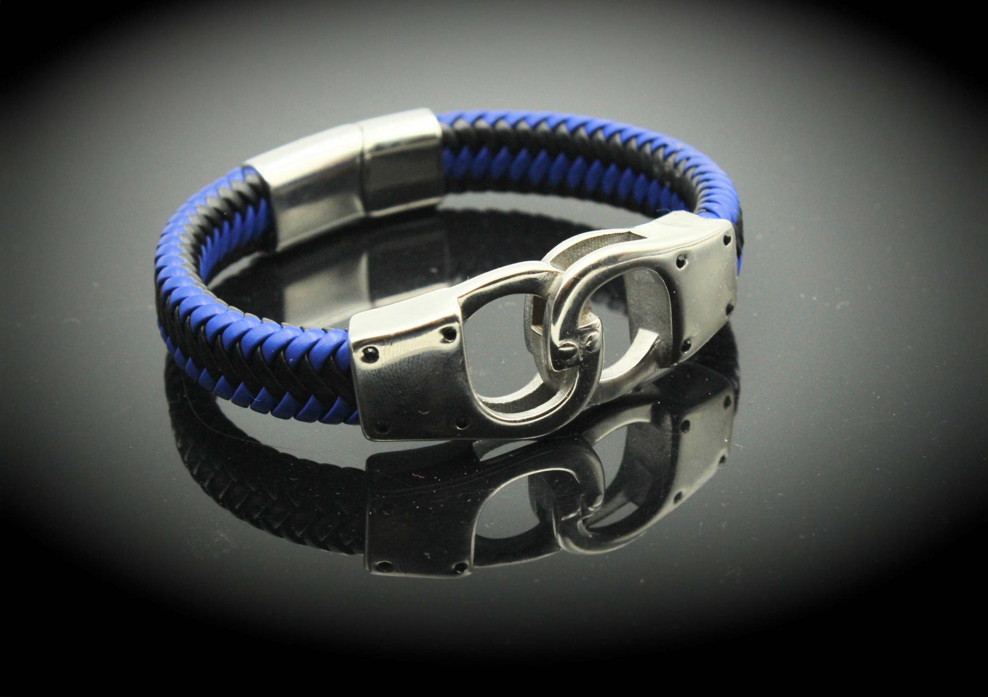 Handcuff Bracelet Unisex In Dual Colour Leather  - Customisable