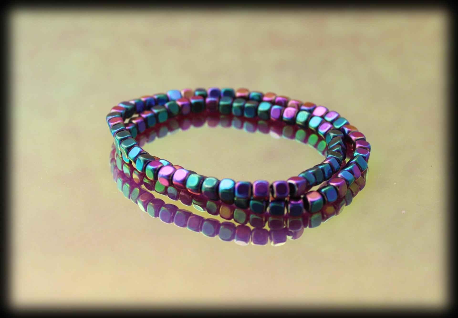 Hematite Rainbow Double Layer Bracelet