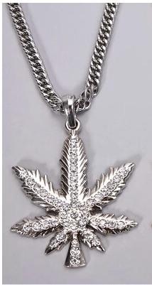 Marijuana Weed Leaf Pendant - Hip Hop Iced Out Style