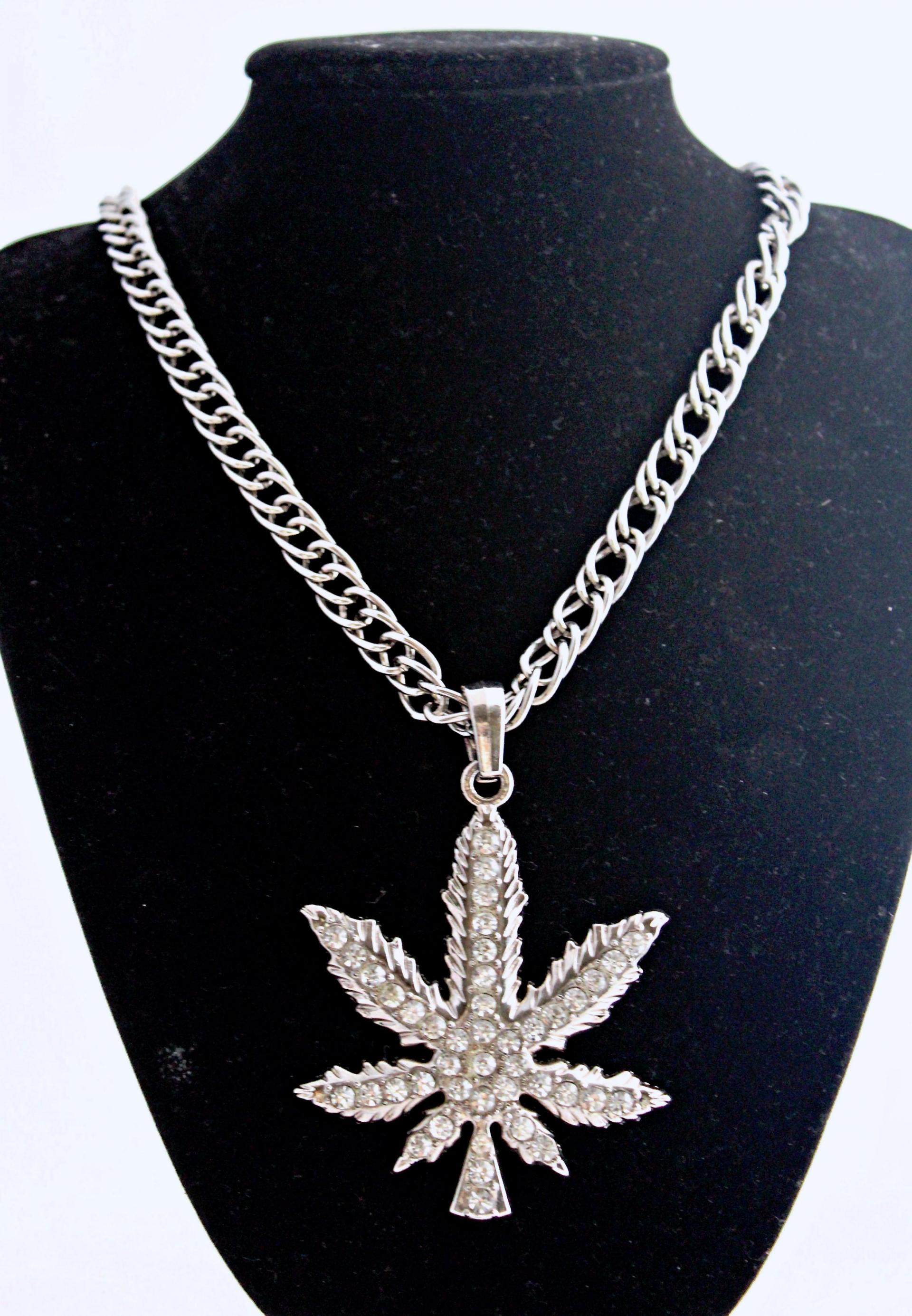 Marijuana Weed Leaf Pendant - Hip Hop Iced Out Style