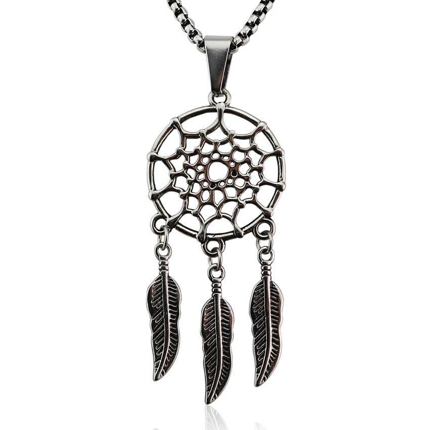 Dream Catcher Pendant Necklace - Stainless Steel