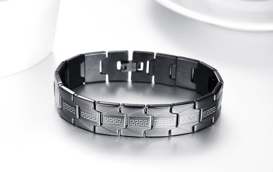 Sleek Black Stainless Steel Bracelet