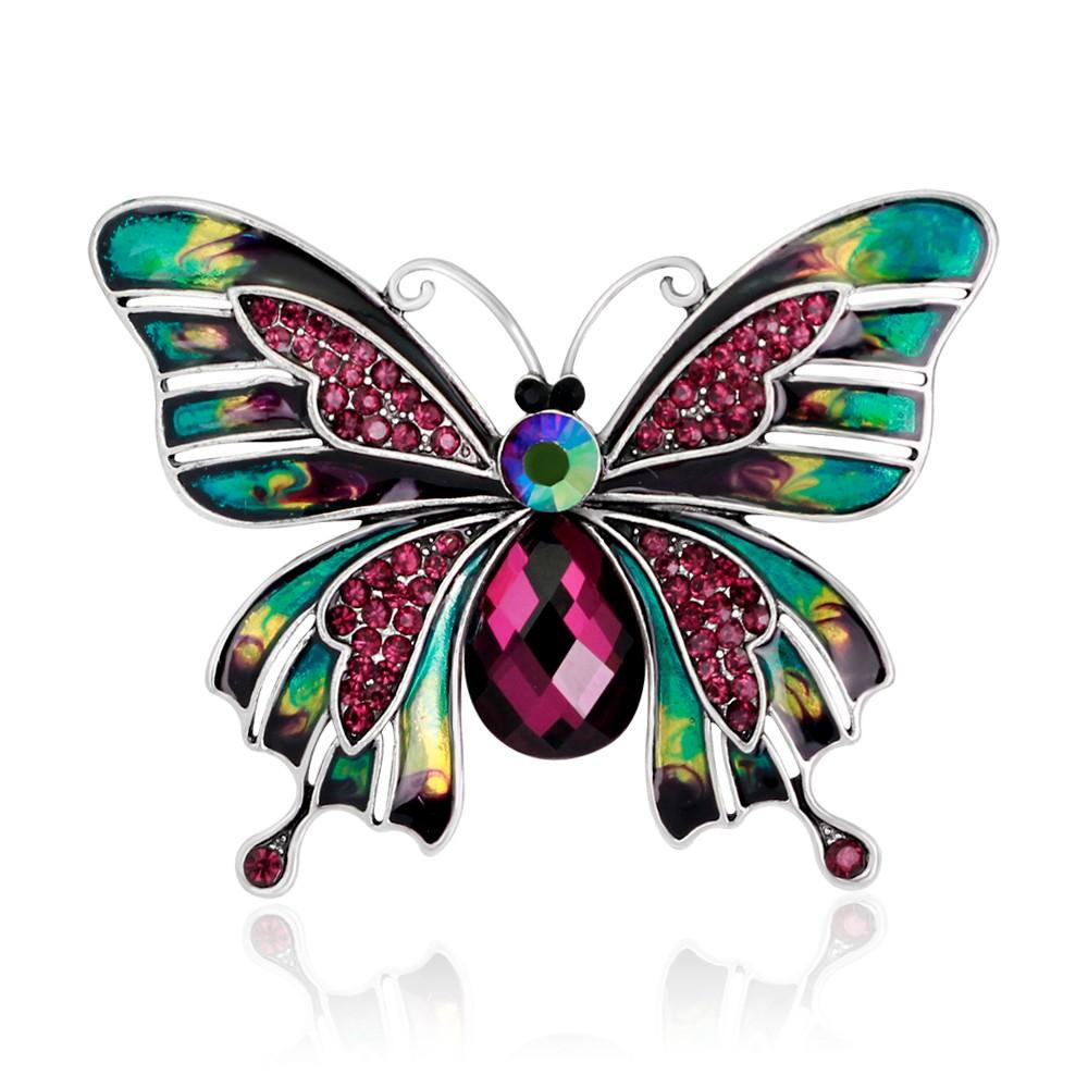 Crystal Butterfly Brooch/Collar Pin