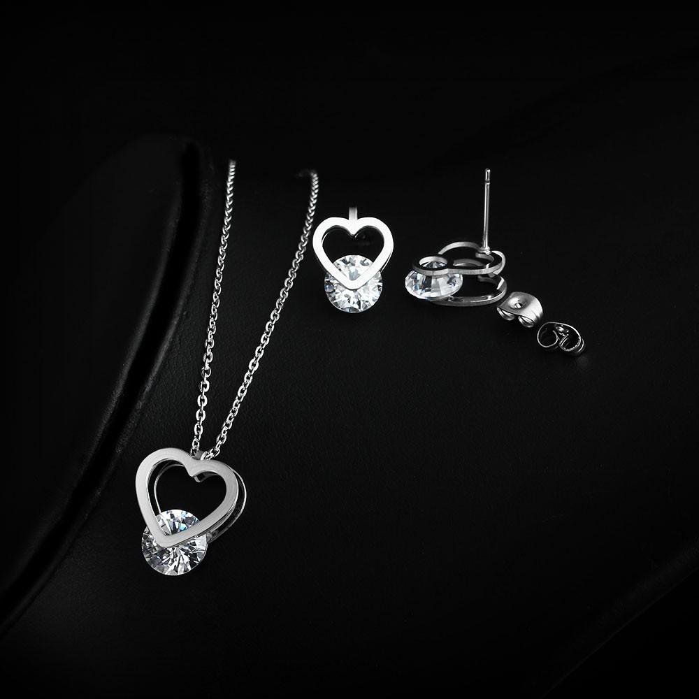 Heart Shaped Stainless Steel Jewellery Set