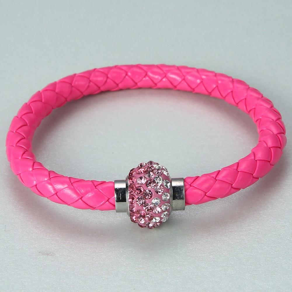 Leather Wrap Crystal Bangle Bracelet